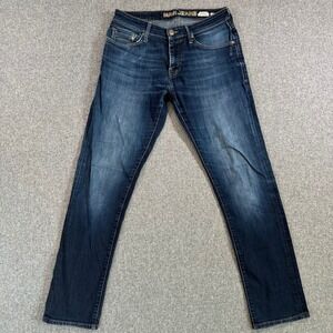 Mavi Jeans Marcus Slim Straight Leg Mens 30x32 Dark Wash Blue Stretch Denim